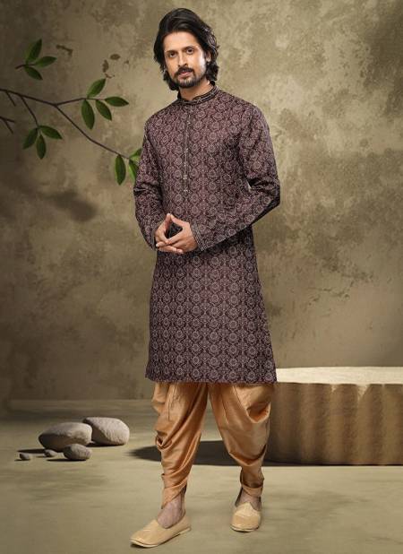 Brown Colour Party Wear Mens Cotton Indo Western Collection 1554